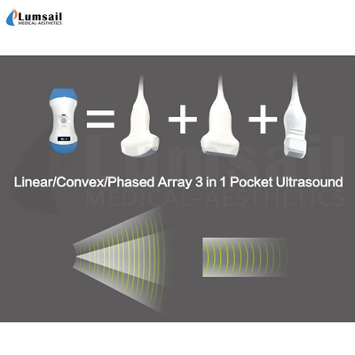 Convesso lineare sincronizzato - matrice 3 in 1 analizzatore tenuto in mano di ultrasuono della tasca con il APP
